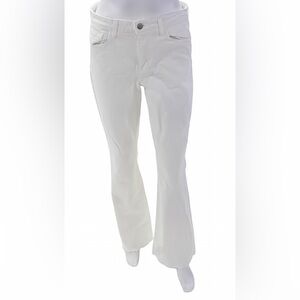 L'Agence Women's High Rise Zip Up Bell Flare Jeans – White Denim – Size 29
